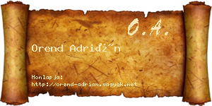 Orend Adrián névjegykártya